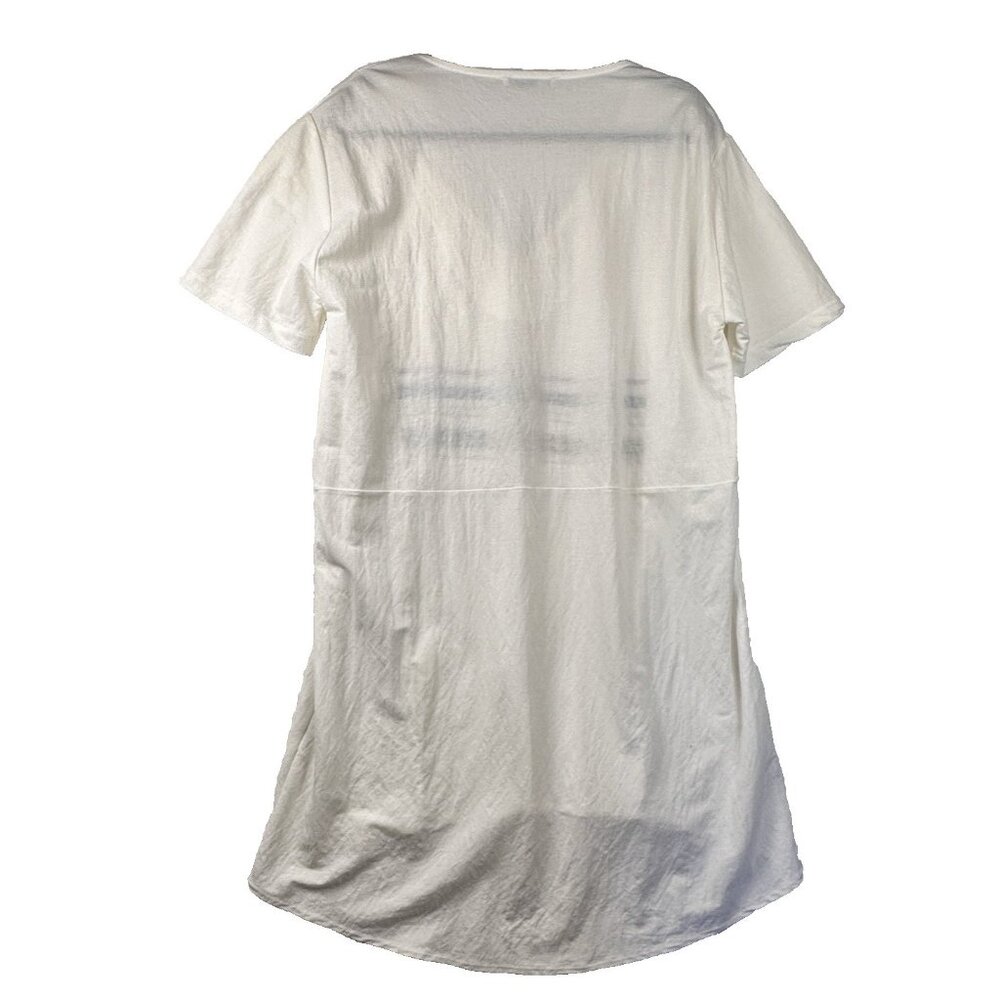Zara Womens Oversized Boho Tunic Dress High-Low Ivory Sz S Fringe V-Neck Tribal - Picture 8 of 11